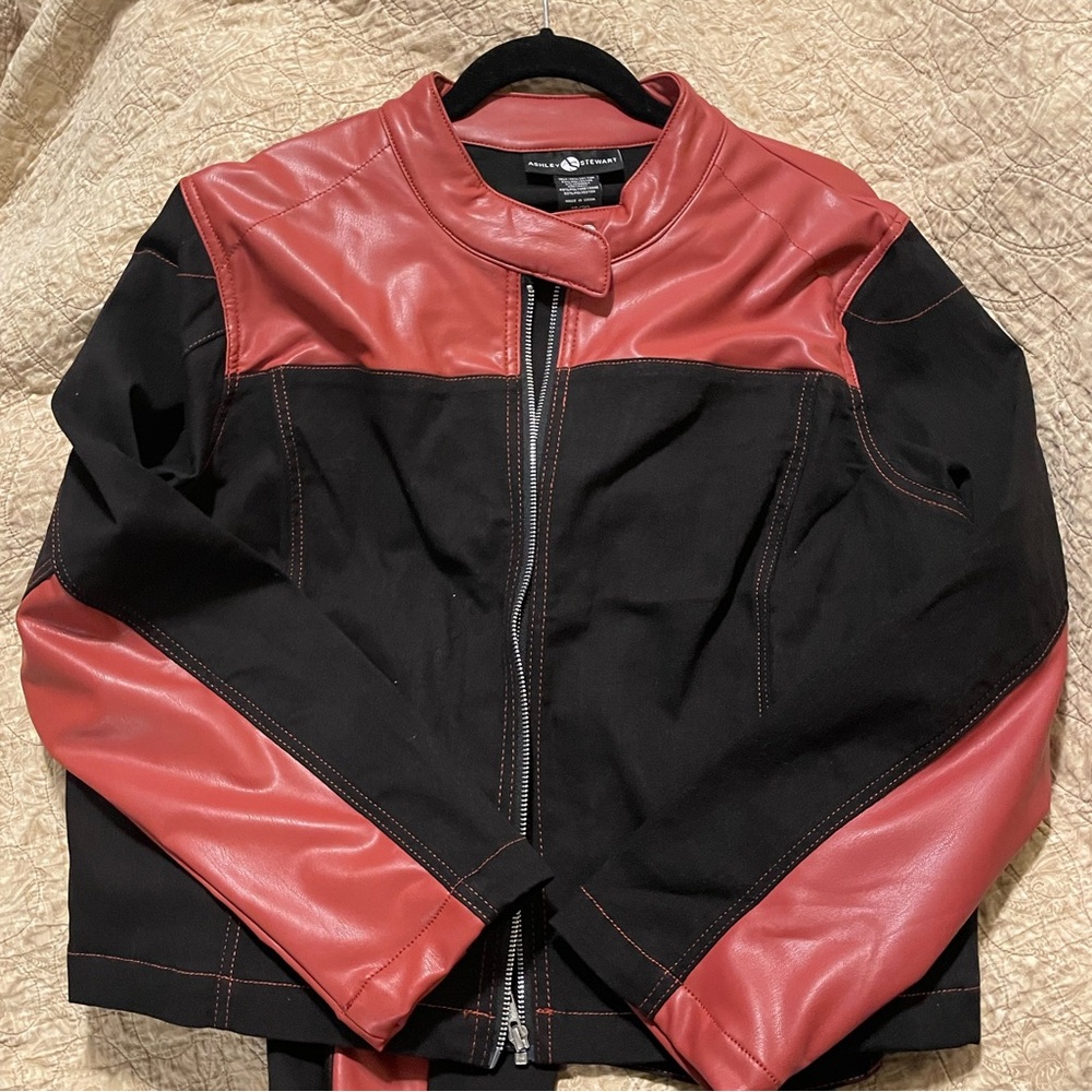 Ashley Stewart Black and Red Jacket moto style with matching pants